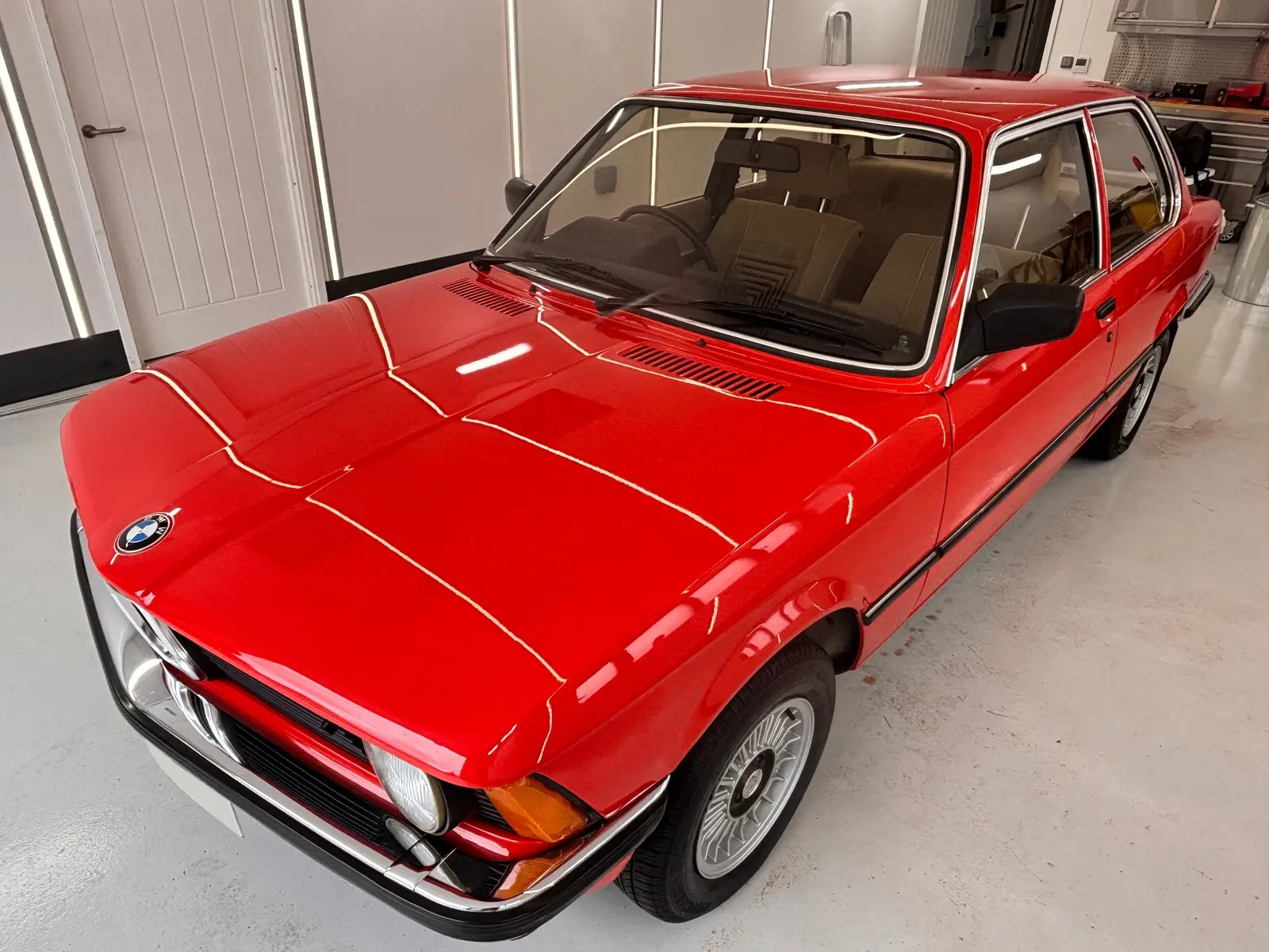 Factory-original red BMW E21 3 Series after restoration detailing at Auto Opulence