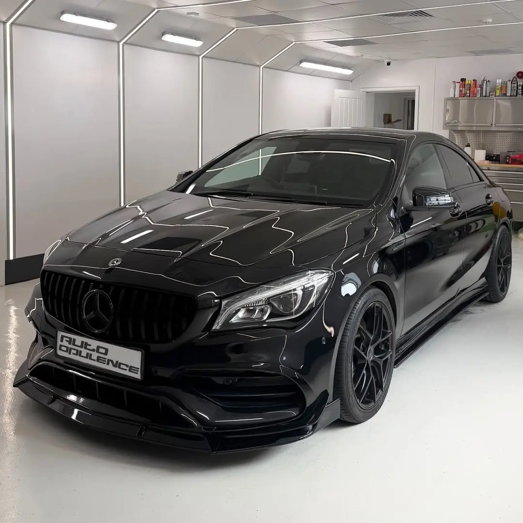 Black Mercedes CLA45 after indoor detailing bay hire at Auto Opulence in Norwich