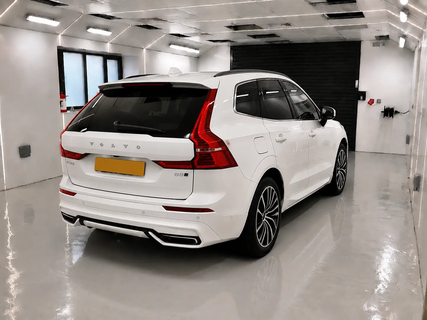 Rear three-quarter view of the valeted Volvo XC60 ready for lease return