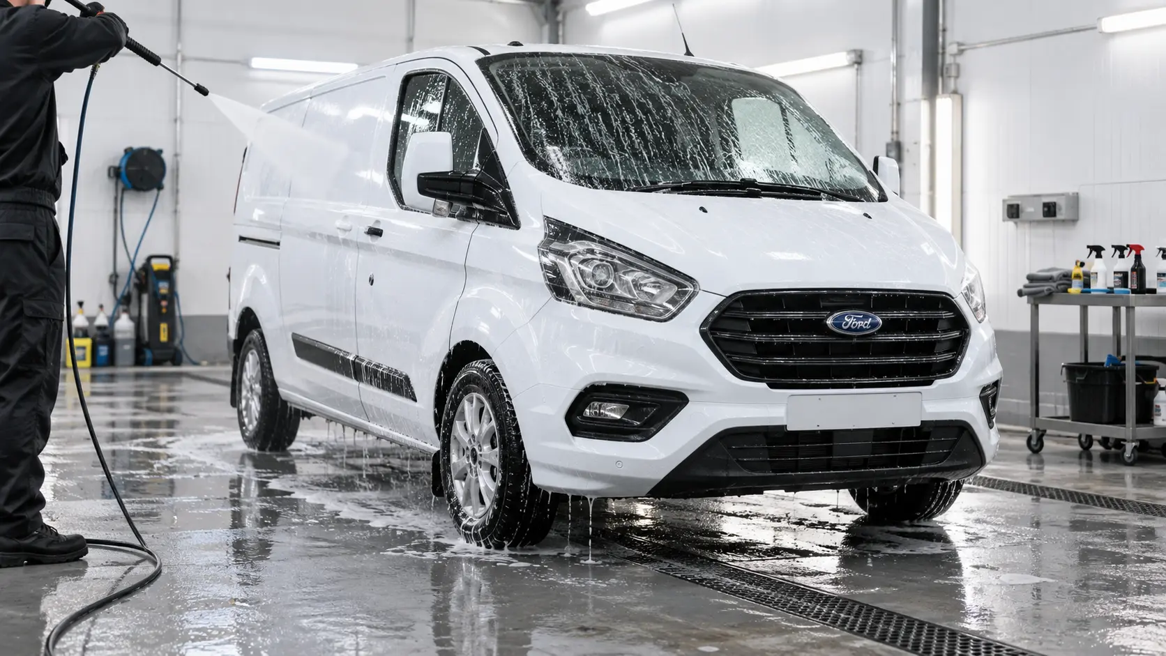 Right-hand-drive Ford Transit Custom using a three-hour trade valet bay hire session